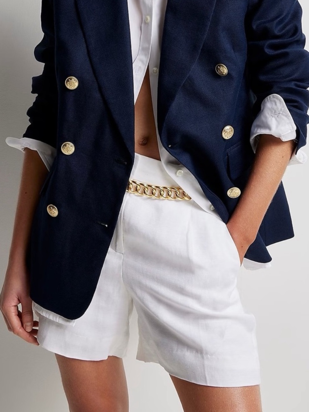 J. Crew High Rise Pleated Chelsea Linen Blend Suit Short Size 6 White Lined